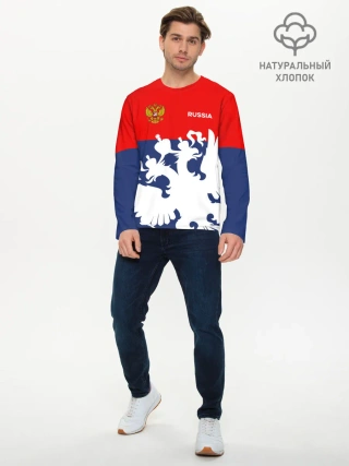 Мужской лонгслив базовый / Герб РФ