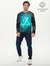 Мужской лонгслив базовый / Neon light blue