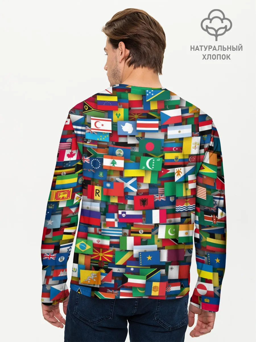 Мужской лонгслив базовый / Флаги всех стран
