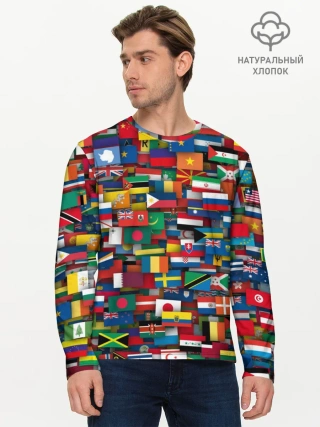 Мужской лонгслив базовый / Флаги всех стран