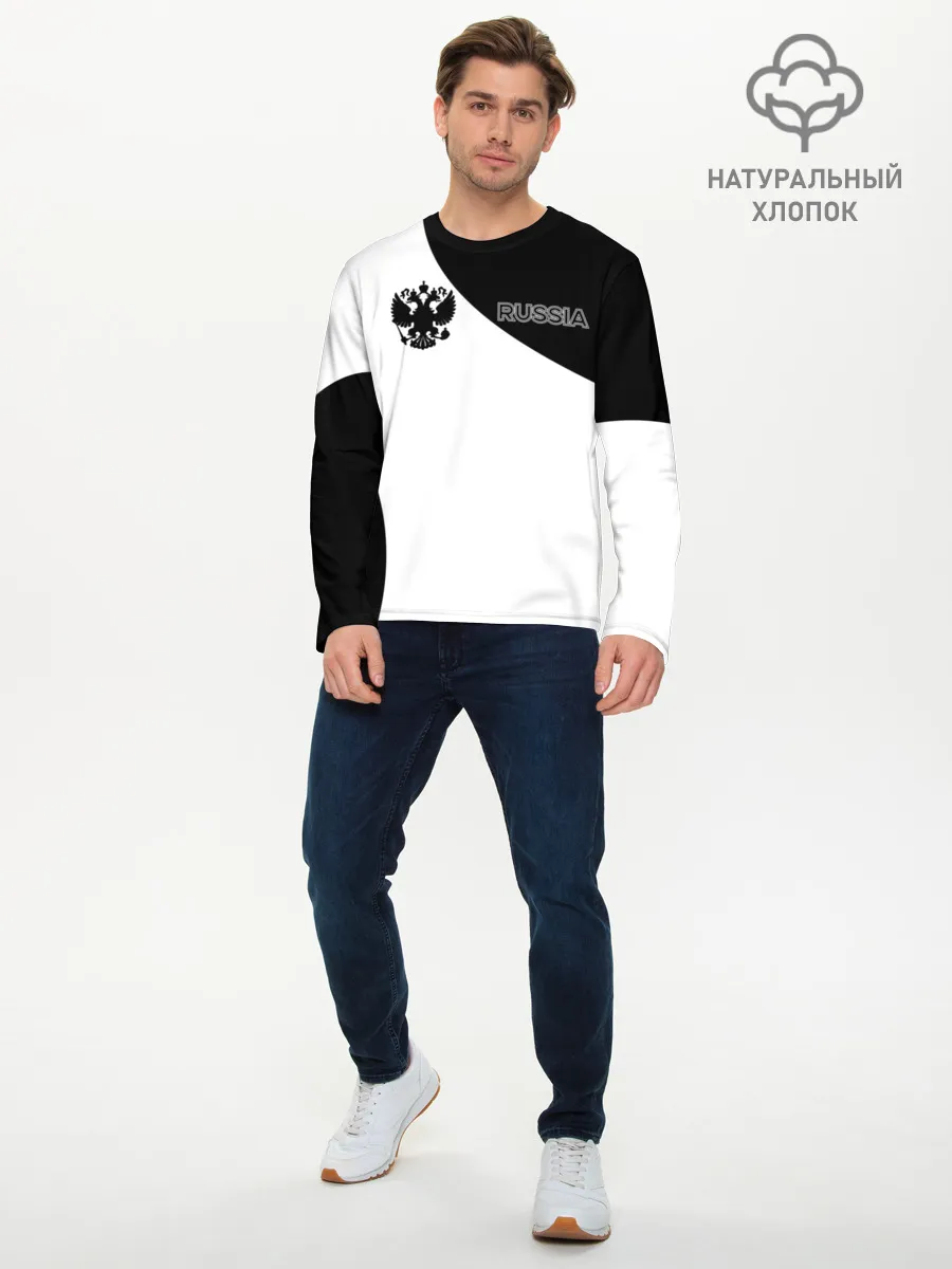 Мужской лонгслив базовый / Россия Black&White