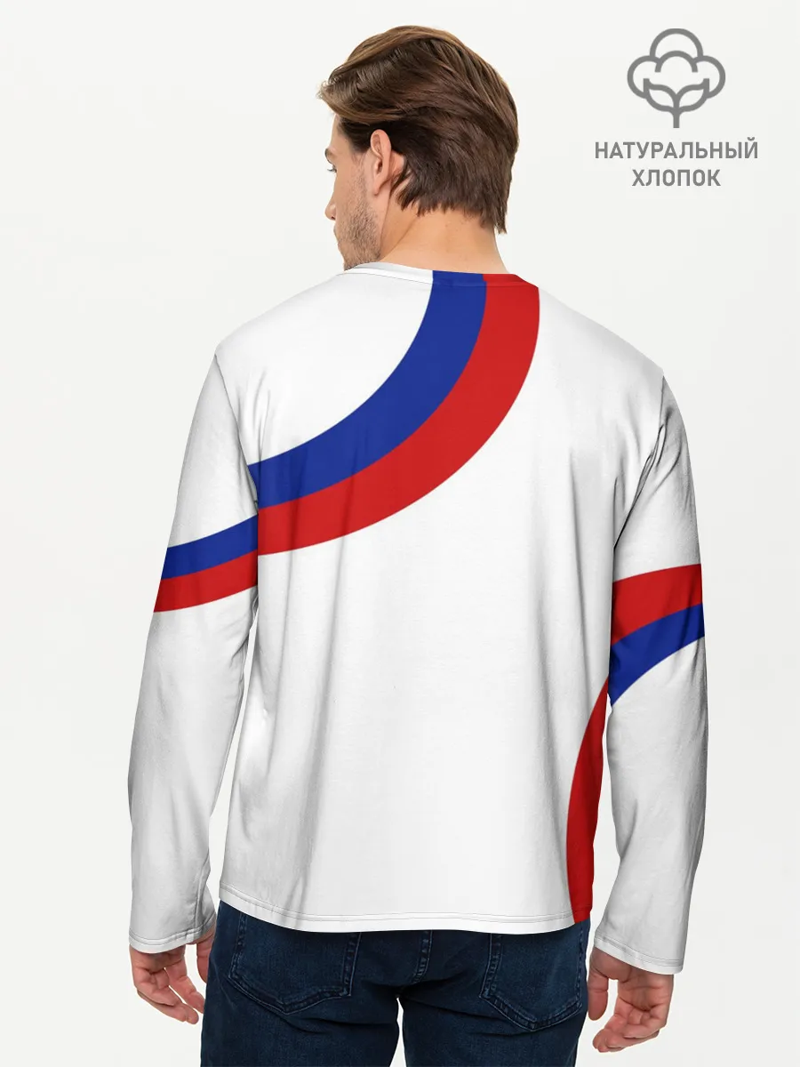 Мужской лонгслив базовый / Россия Триколор