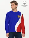 Мужской лонгслив базовый / Герб РФ Триколор