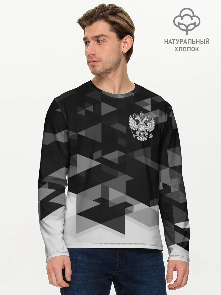 Мужской лонгслив базовый / Герб РФ