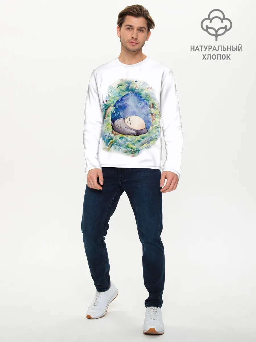 Мужской лонгслив базовый / Тоторо спит