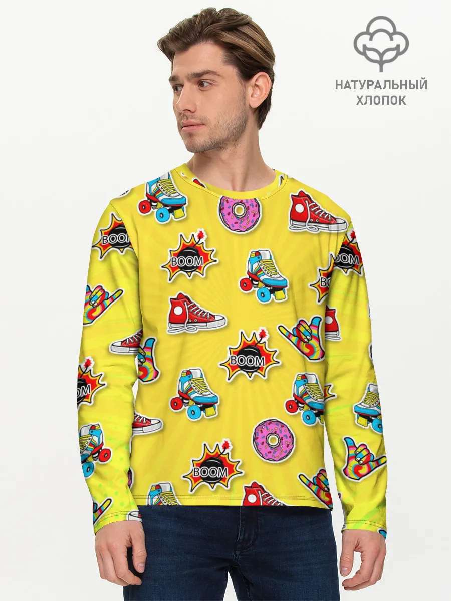 Мужской лонгслив базовый / Pop Art