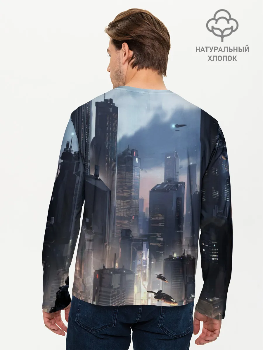 Мужской лонгслив базовый / Cyberpunk 2077 city
