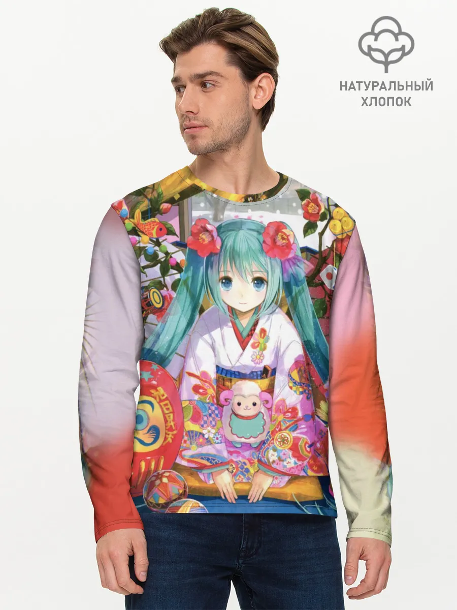 Мужской лонгслив базовый / Окно Mika Hatsune