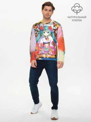 Мужской лонгслив базовый / Окно Mika Hatsune