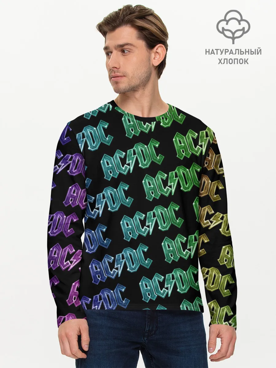 Мужской лонгслив базовый / AC DC. Паттерн Градиент