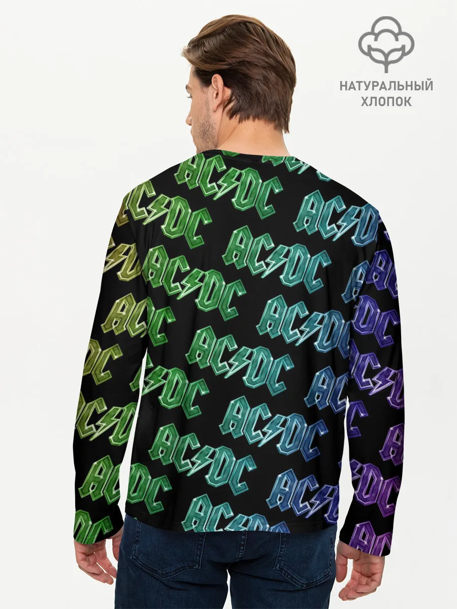 Мужской лонгслив базовый / AC DC. Паттерн Градиент