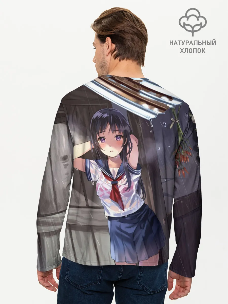 Мужской лонгслив базовый / Летний дождь