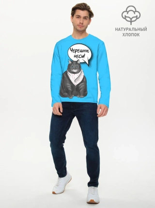 Мужской лонгслив базовый / Толстый кот