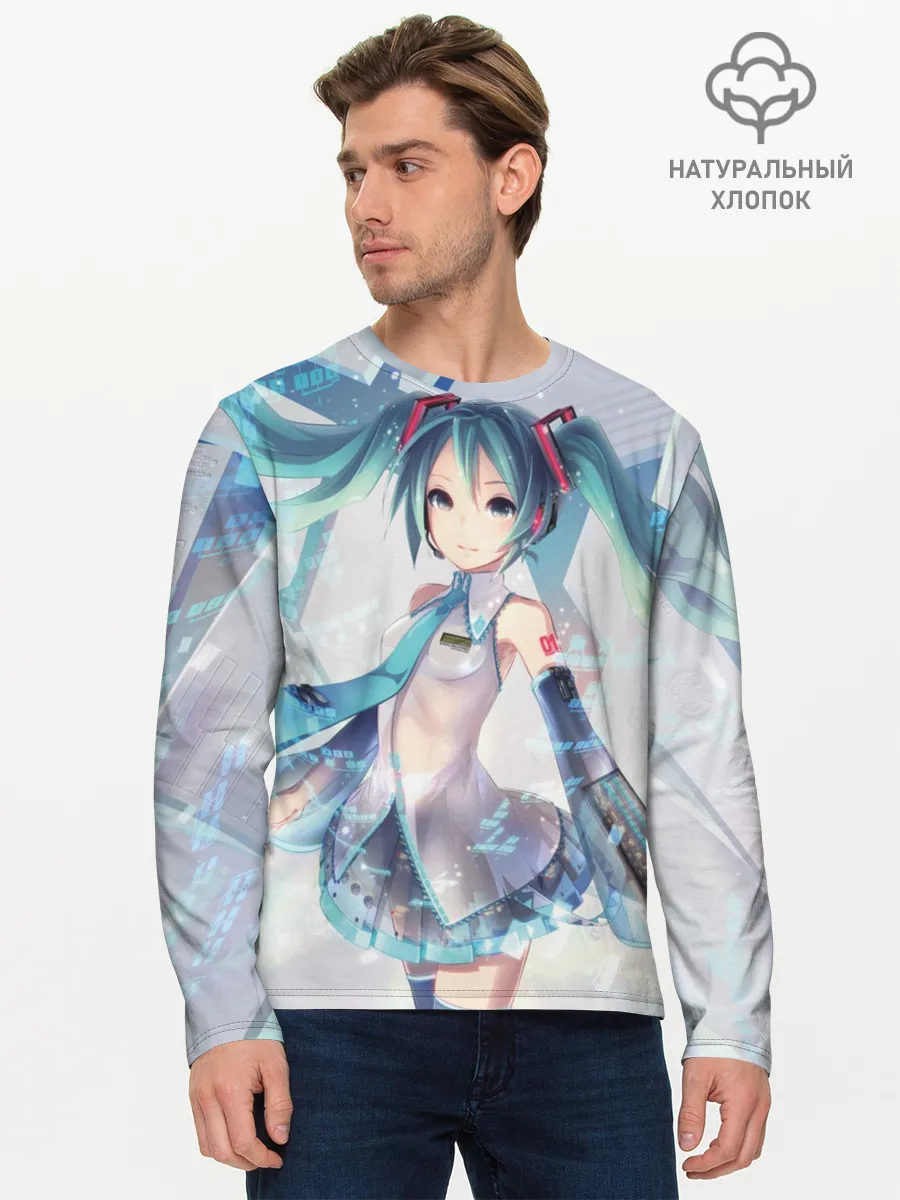 Мужской лонгслив базовый / Сияние Мика Хацуне