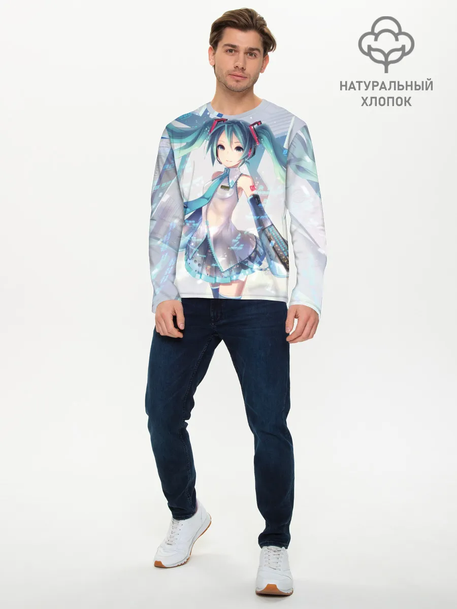 Мужской лонгслив базовый / Сияние Мика Хацуне
