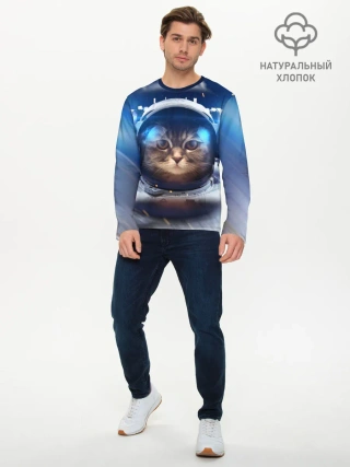 Мужской лонгслив базовый / КОТ АСТРОНАВТ