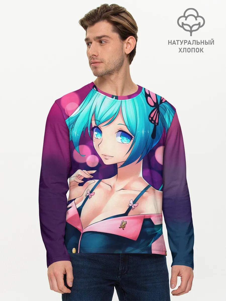 Мужской лонгслив базовый / Неотразимая Хатсуне Мику