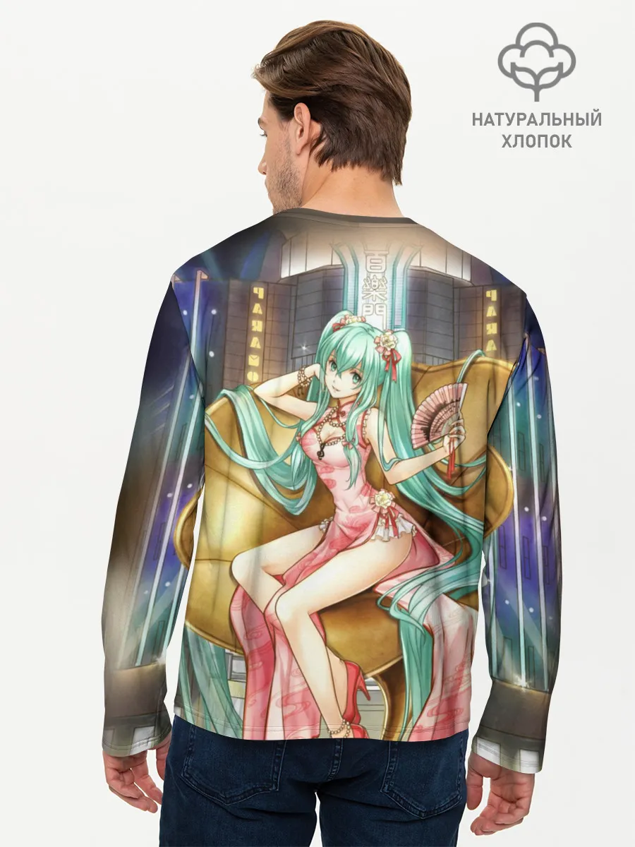 Мужской лонгслив базовый / Hatsune Moku на троне
