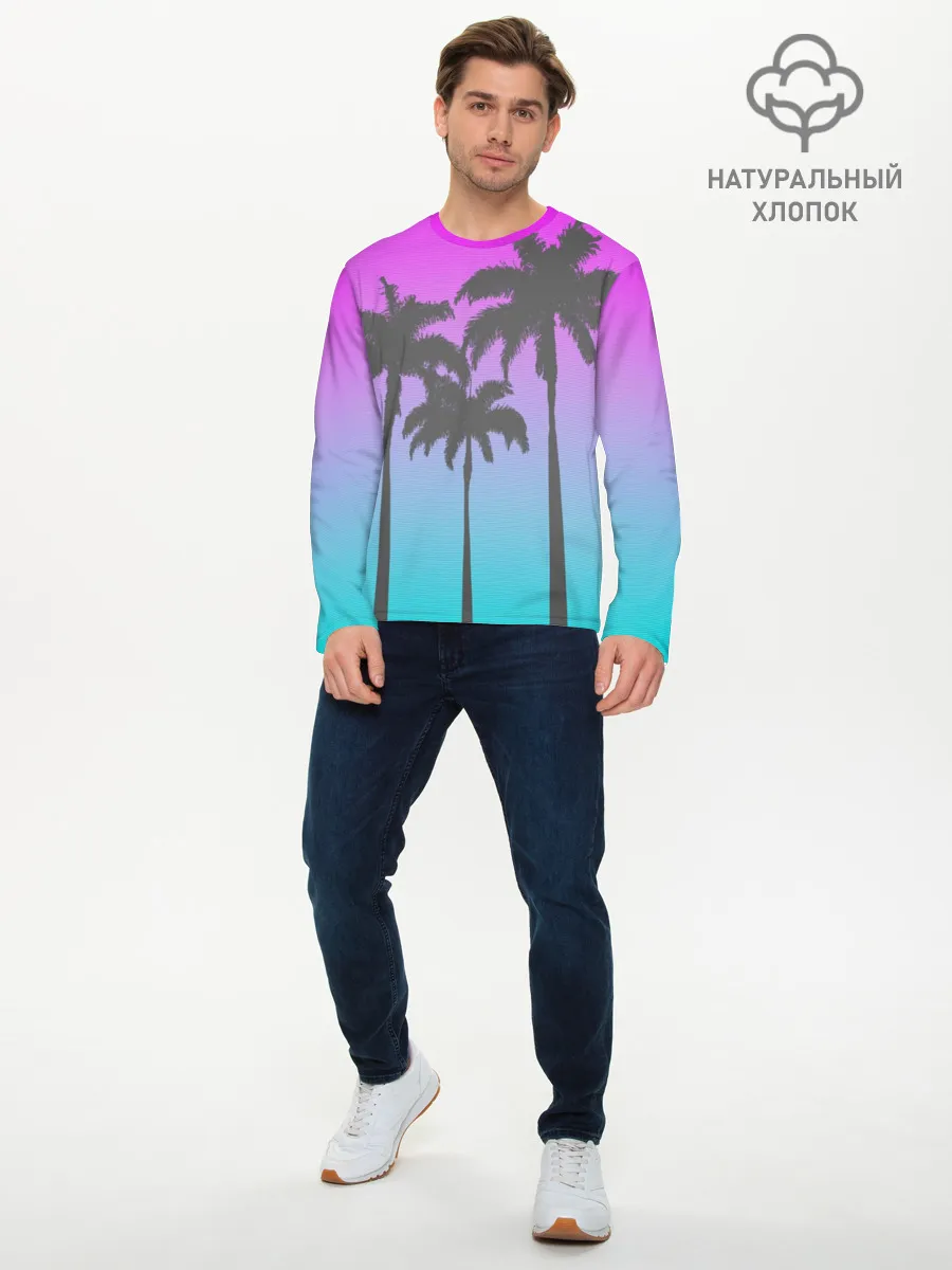 Мужской лонгслив базовый / Пальмы 80s