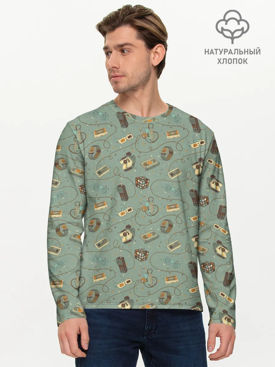 Мужской лонгслив базовый / Oldschool pattern