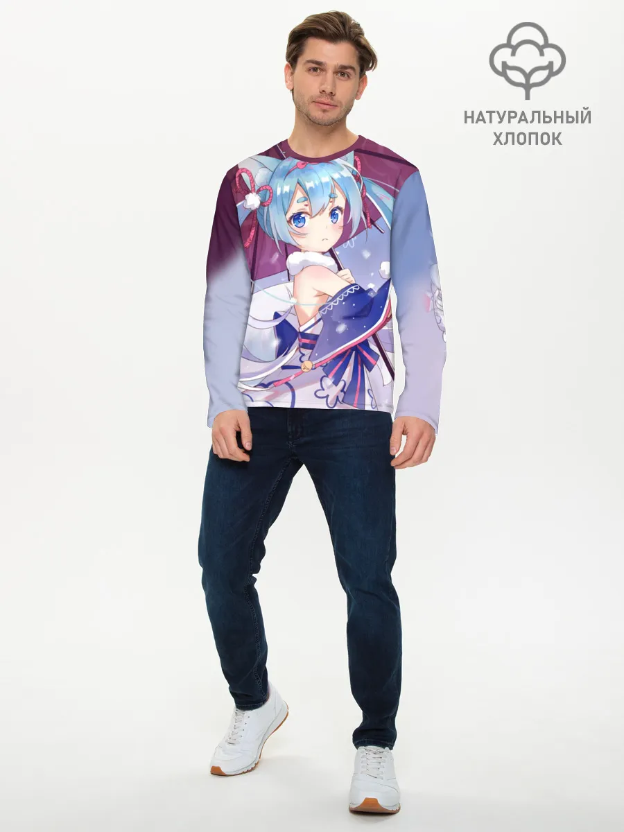 Мужской лонгслив базовый / Хацуне Мику с зонтом