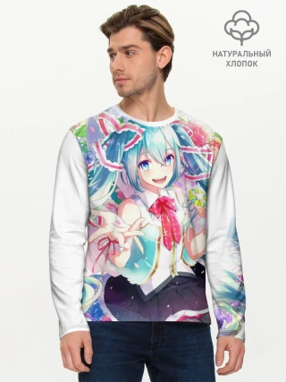 Мужской лонгслив базовый / Благородная Хатсуне Мику