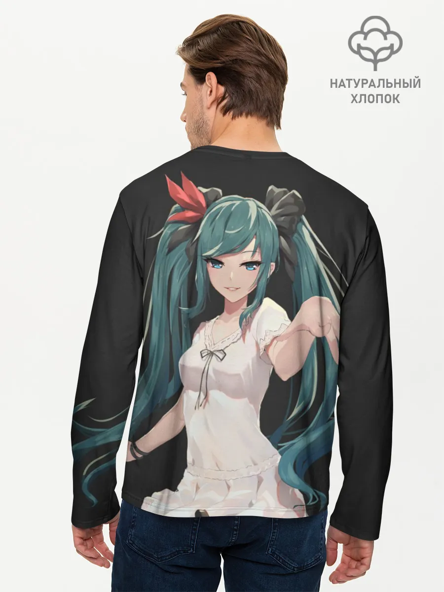 Мужской лонгслив базовый / Хацуне Мику с протянутой рукой