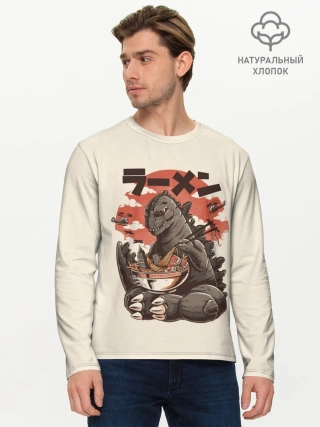 Мужской лонгслив базовый / GODZILLA КУШАЕТ | ГОДЗИЛЛА