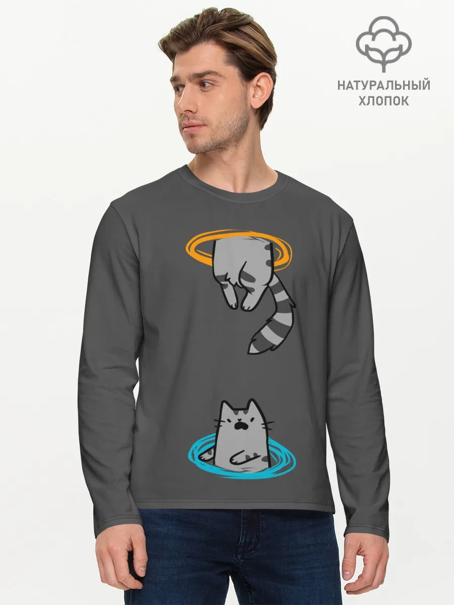 Мужской лонгслив базовый / Кот в Портале