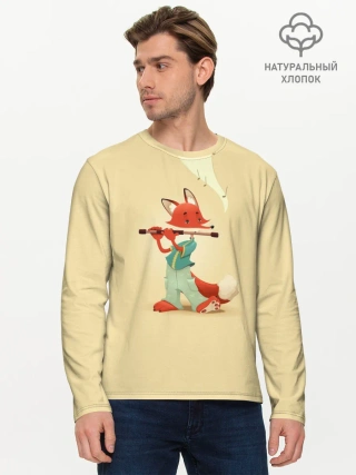 Мужской лонгслив базовый / Лисичка с флейтой