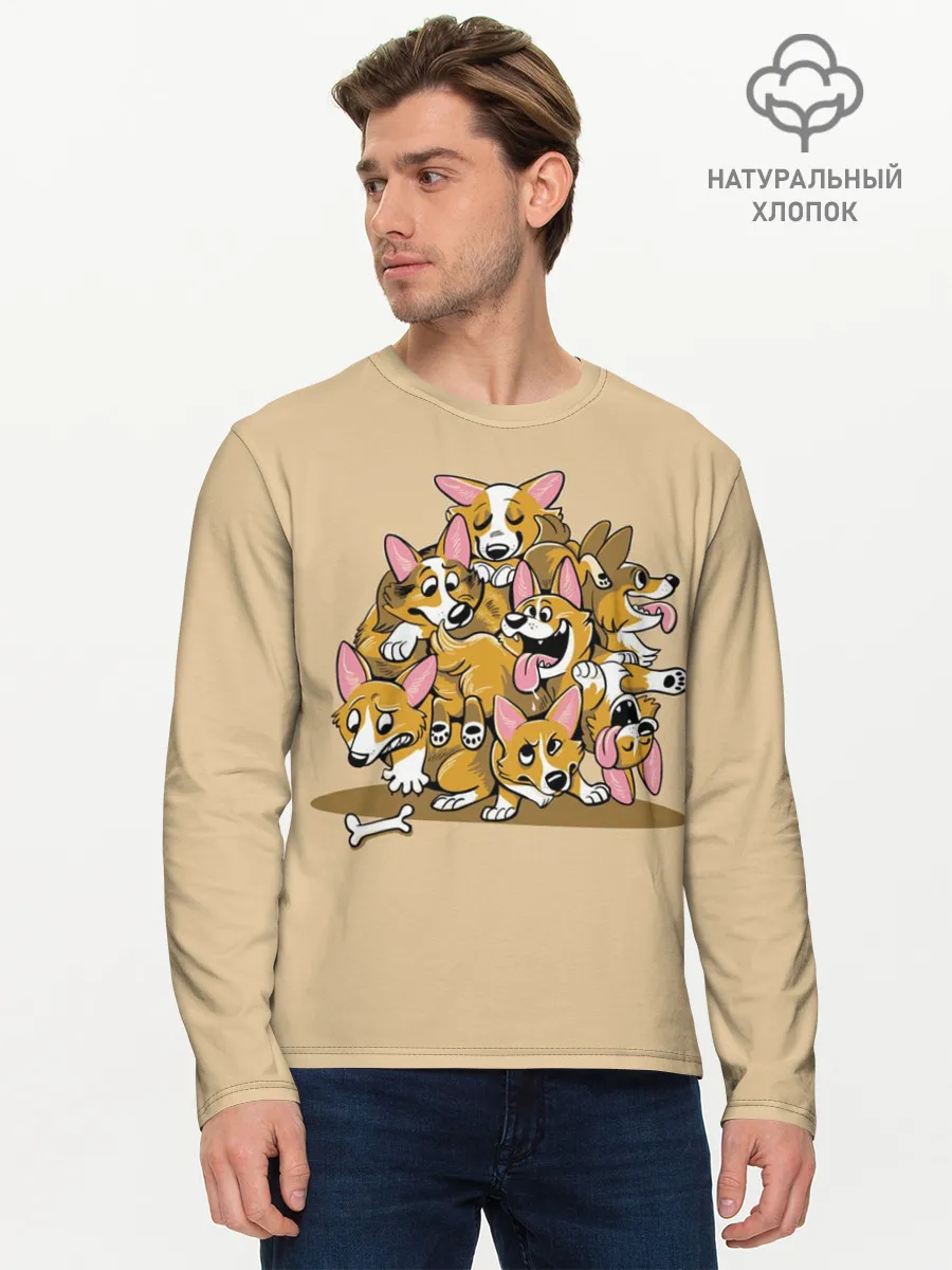 Мужской лонгслив базовый / Корги