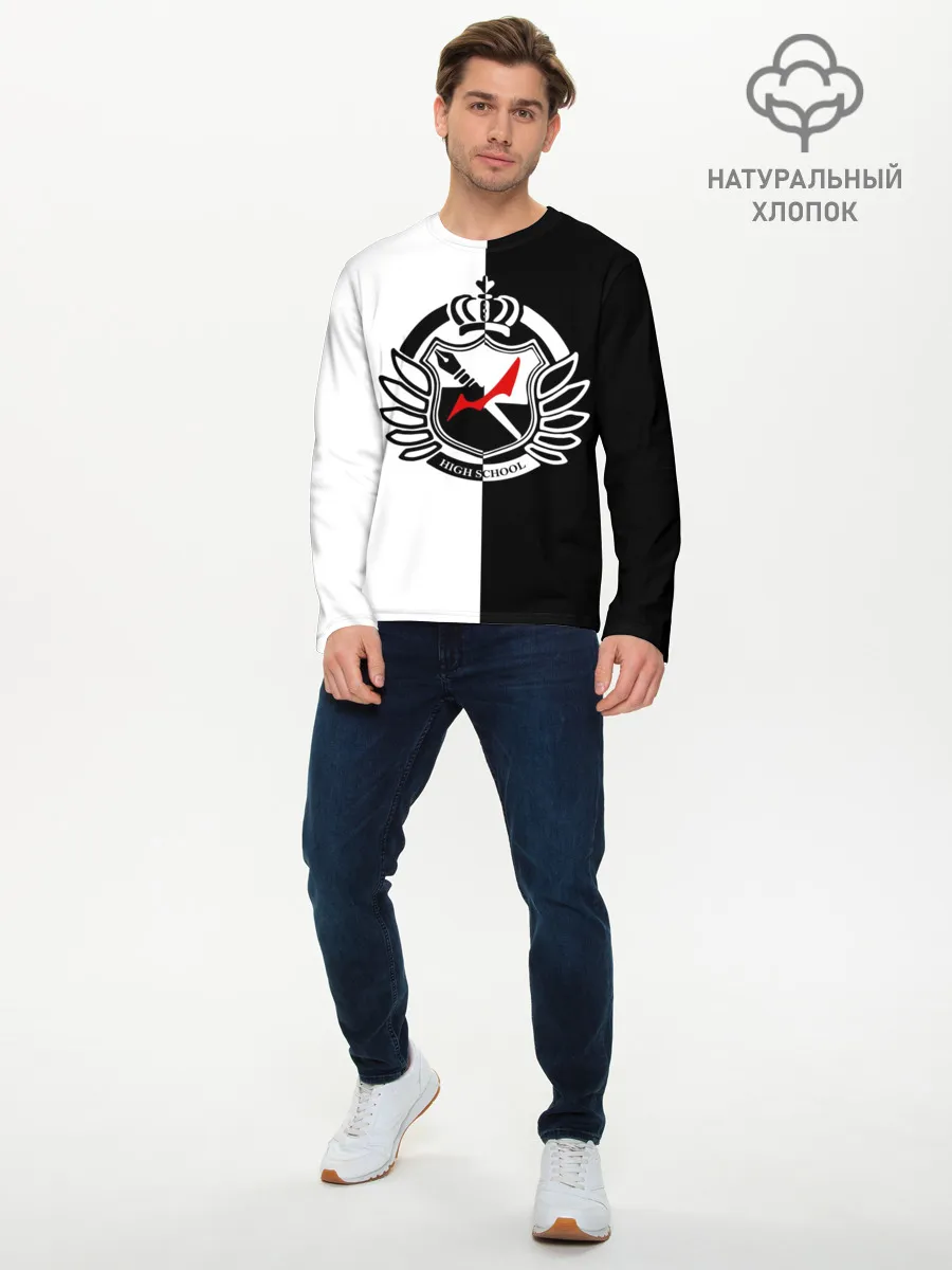 Мужской лонгслив базовый / MONOKUMA SCHOOL с фоном