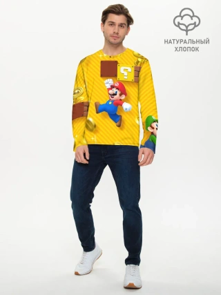 Мужской лонгслив базовый / Супер Марио