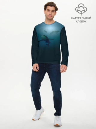 Мужской лонгслив базовый / Акулы
