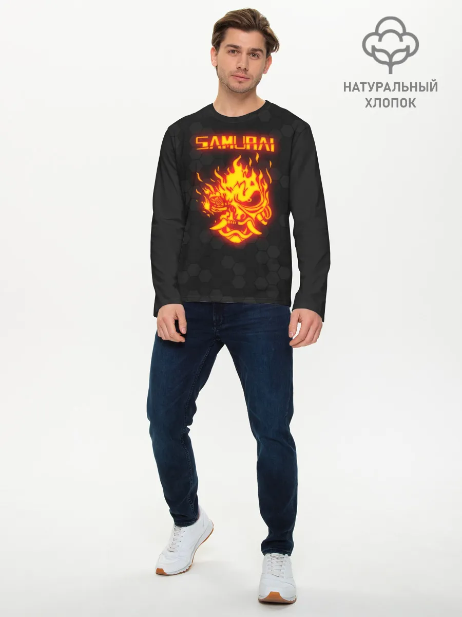 Мужской лонгслив базовый / CYBERPUNK 2077 SAMURAI