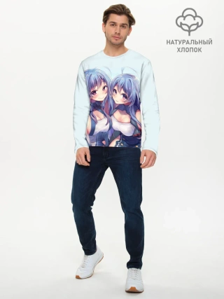 Мужской лонгслив базовый / Аниме девочки-двойняшки