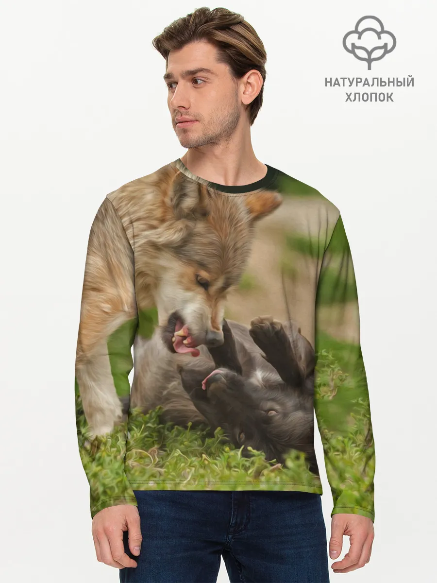 Мужской лонгслив базовый / Волки