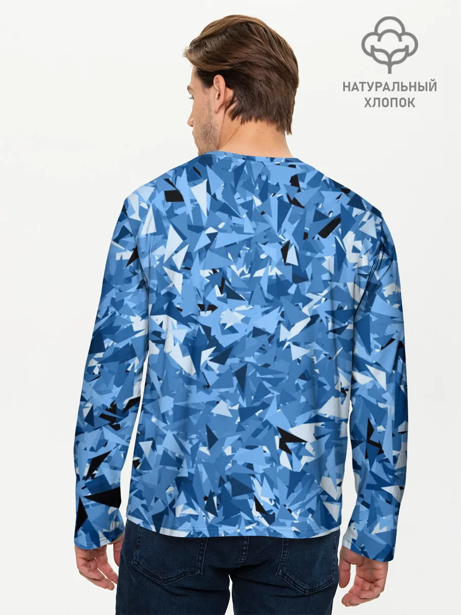 Мужской лонгслив базовый / Сине-бело-голубой лев