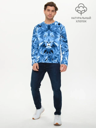 Мужской лонгслив базовый / Сине-бело-голубой лев
