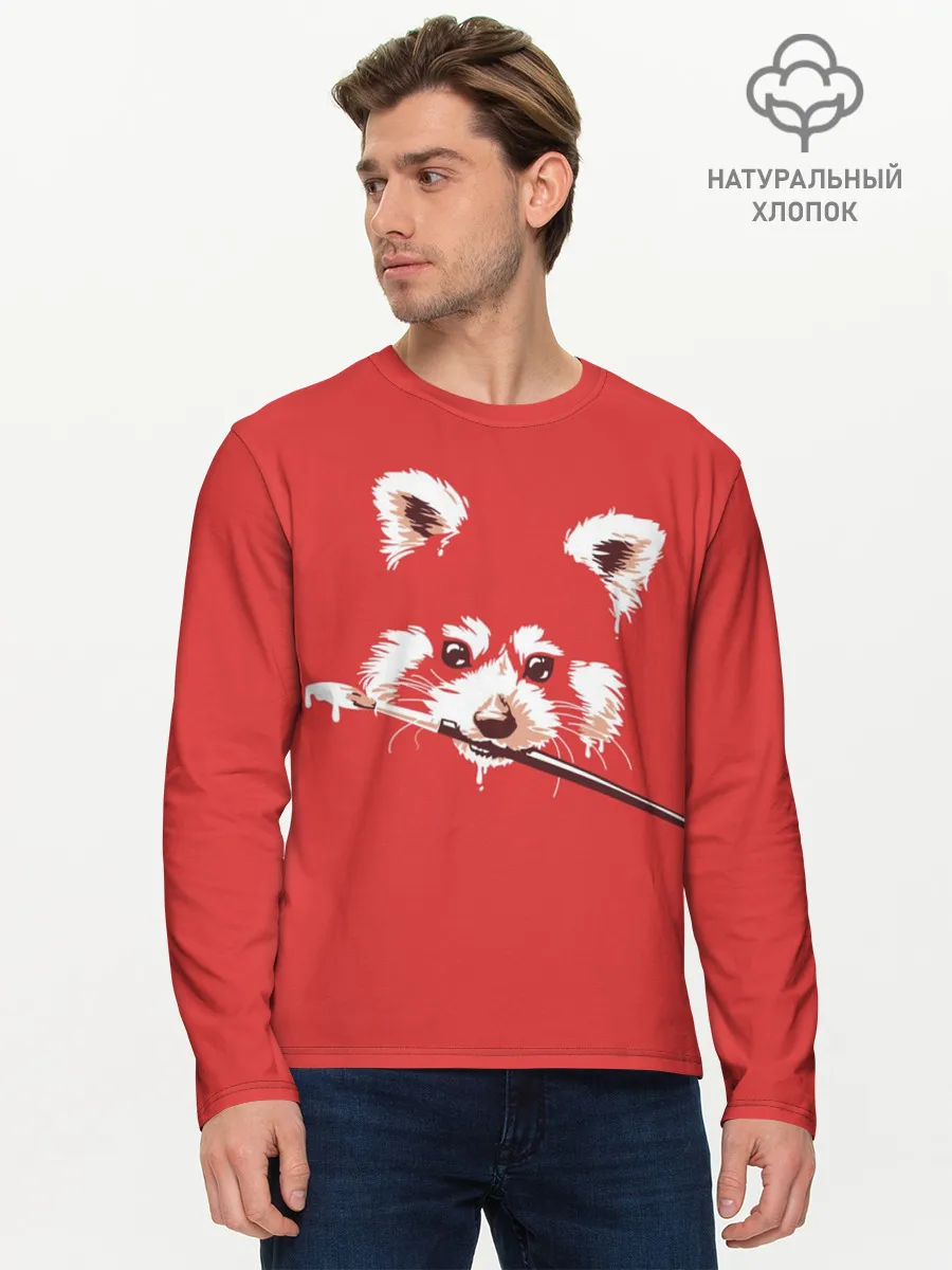 Мужской лонгслив базовый / Красная панда