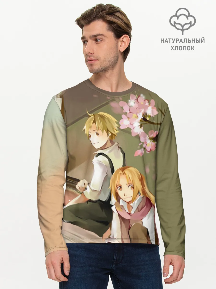 Мужской лонгслив базовый / Стальной алхимик