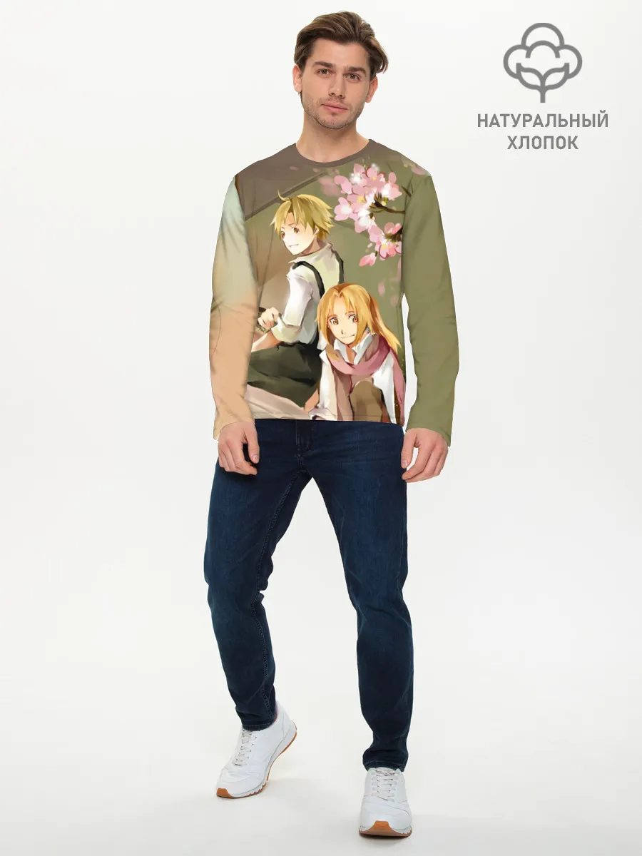 Мужской лонгслив базовый / Стальной алхимик