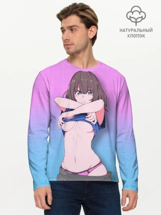 Мужской лонгслив базовый / Anime girl with sword