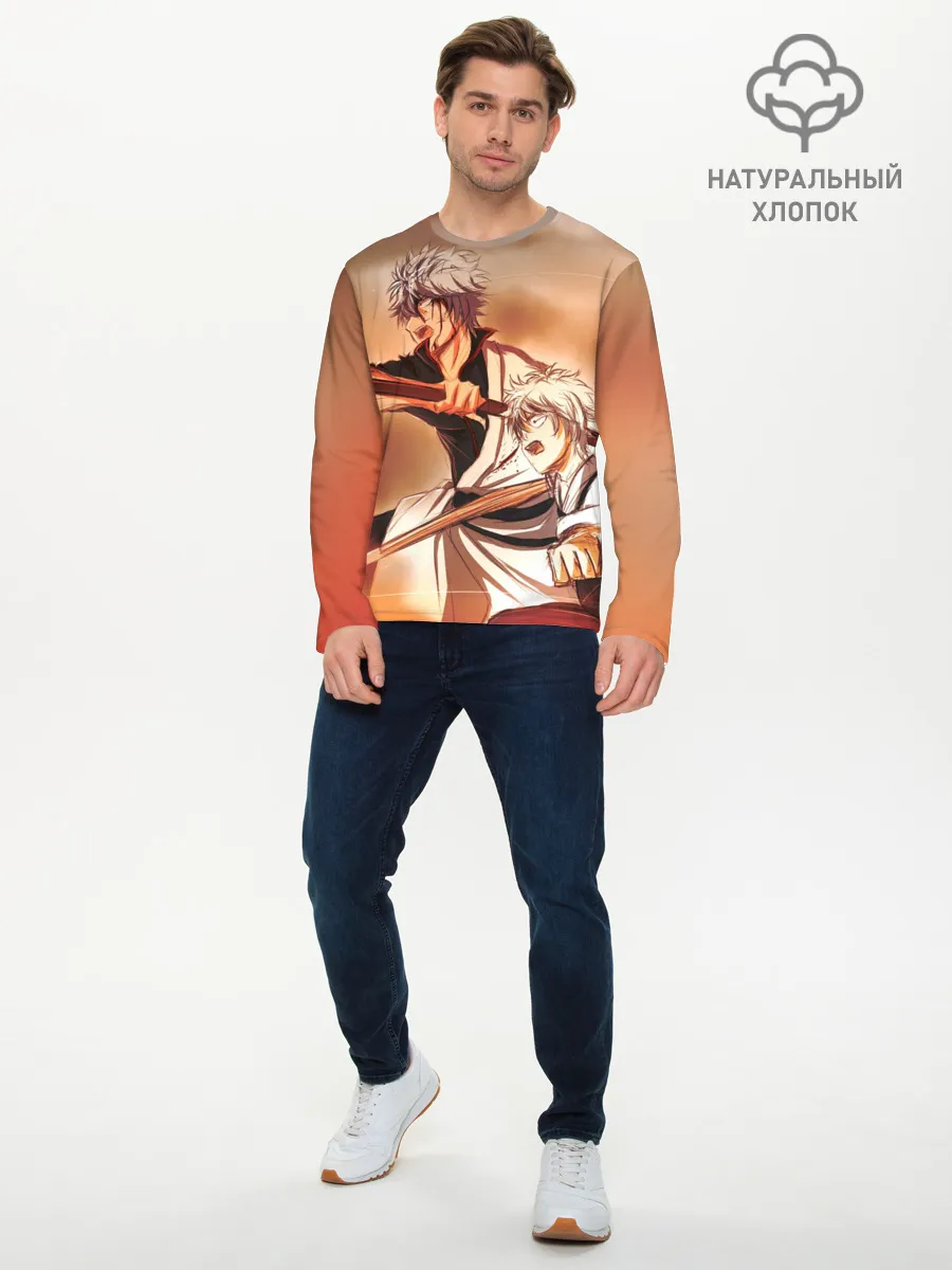 Мужской лонгслив базовый / гинтоки саката самурай