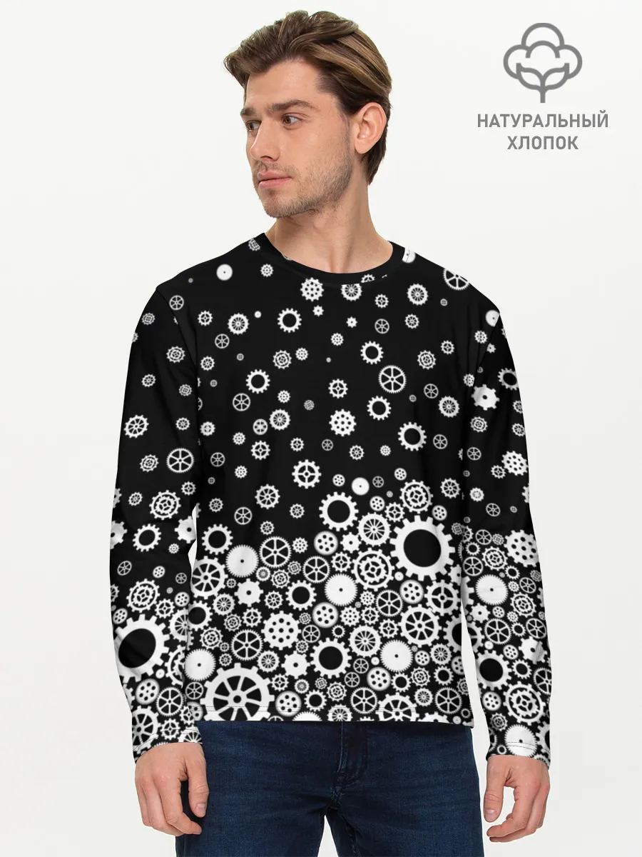 Мужской лонгслив базовый / Шестеренки