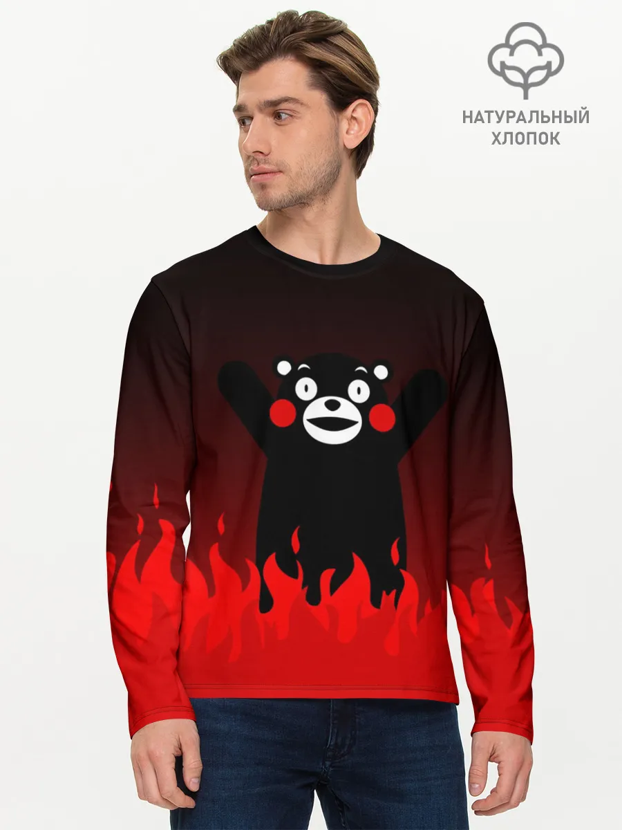 Мужской лонгслив базовый / Kumamon горит