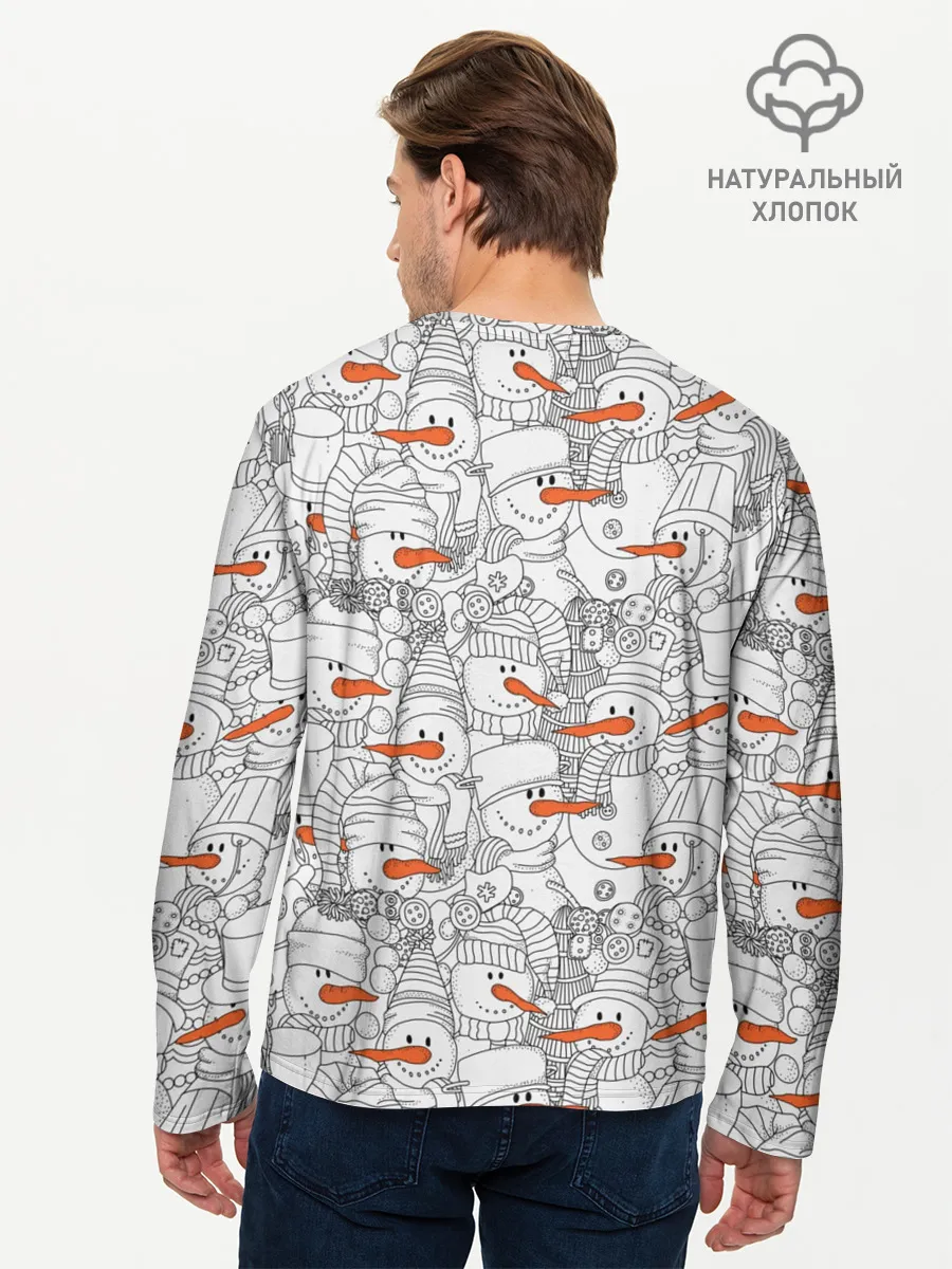 Мужской лонгслив базовый / Снеговики