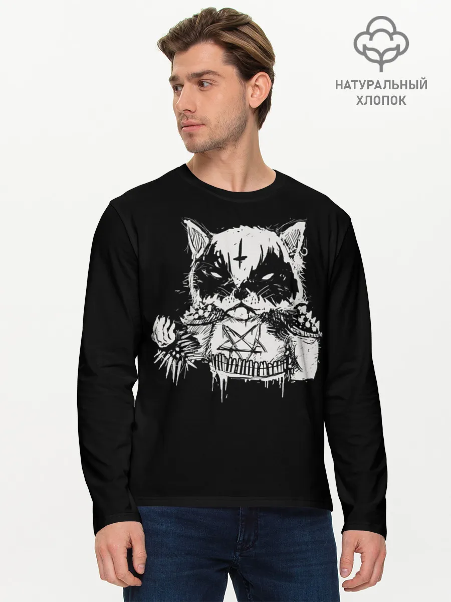 Мужской лонгслив базовый / Dark Cat