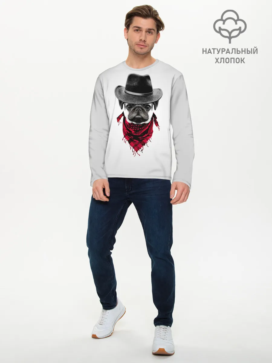 Мужской лонгслив базовый / Мопс