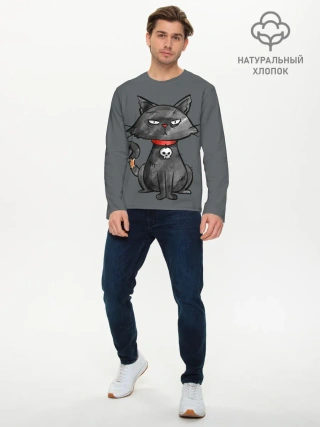 Мужской лонгслив базовый / Кот бедолага